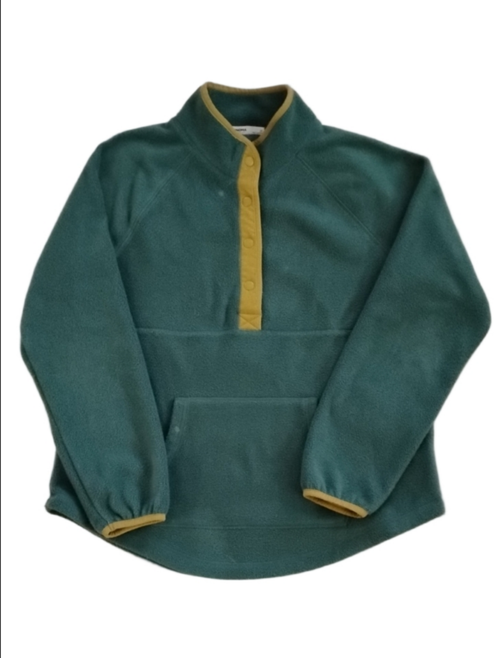 Sonoma Teal Fleece Pullover with Yellow Snap Placket